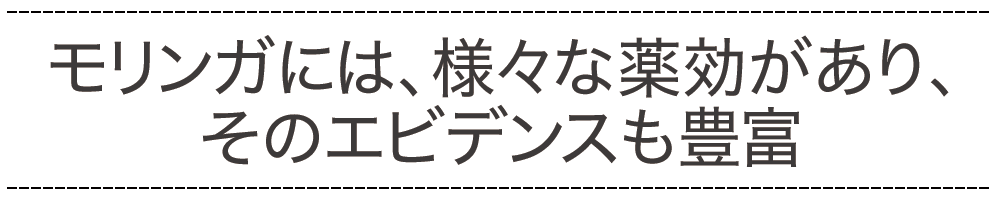 モリンガには、様々な薬効があり、そのエビデンスも豊富